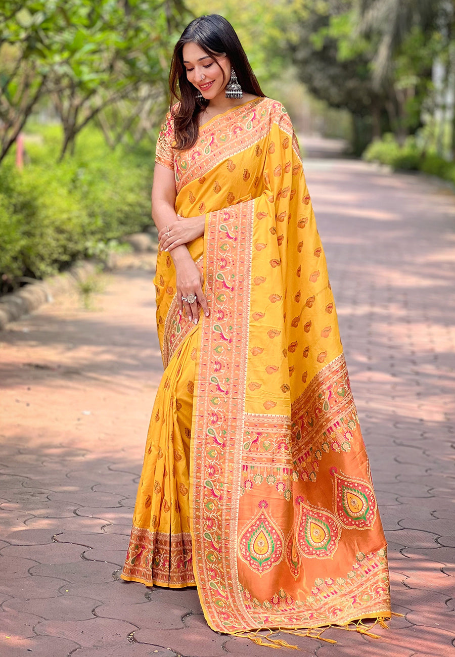 Authentic Paithani Silk Meenakari Brocade Saree