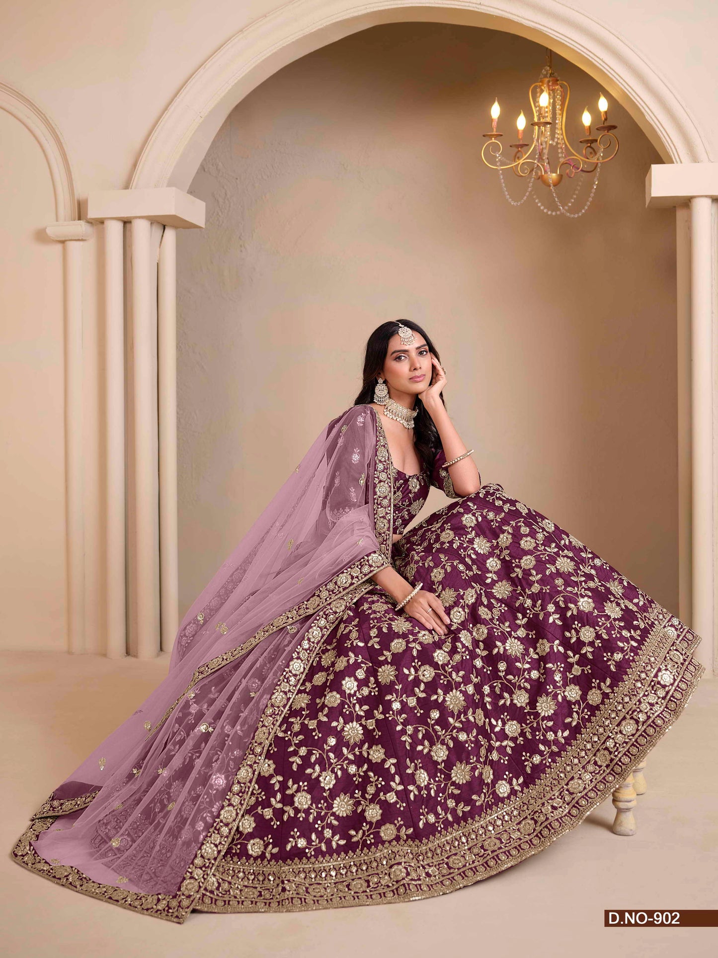 Embroidered Art Silk Lehenga Choli with Lace Dupatta