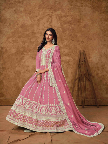 Embroidered Dolla Silk Gown with Butti Dupatta