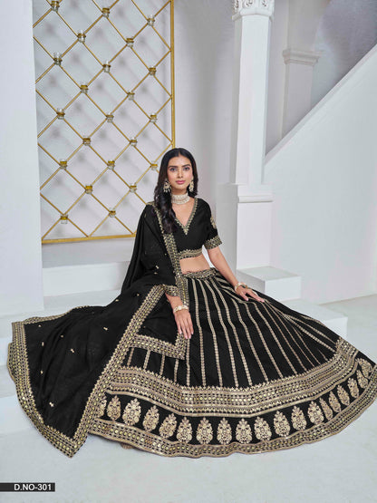 Embroidered Art Silk Lehenga Choli with Silk Dupatta