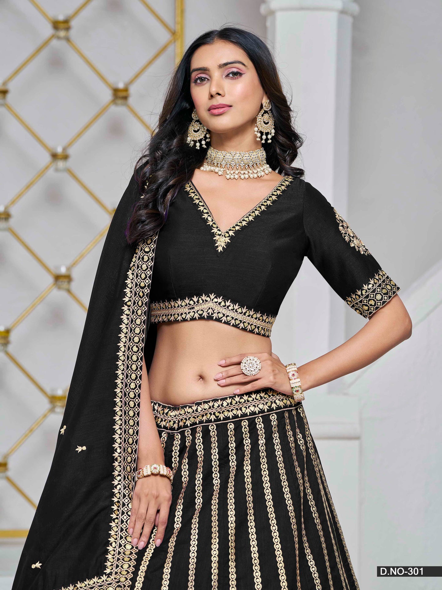 Embroidered Art Silk Lehenga Choli with Silk Dupatta