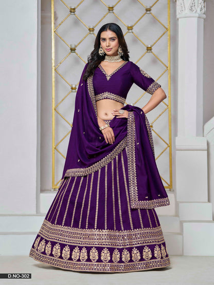 Embroidered Art Silk Lehenga Choli with Silk Dupatta