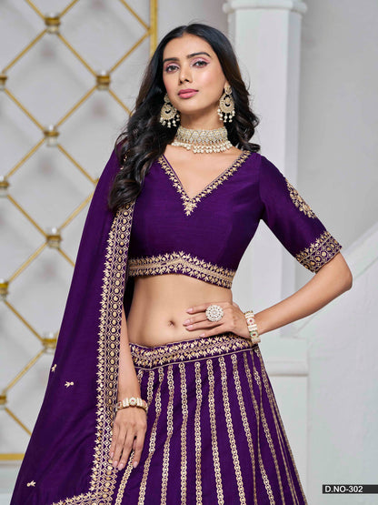 Embroidered Art Silk Lehenga Choli with Silk Dupatta