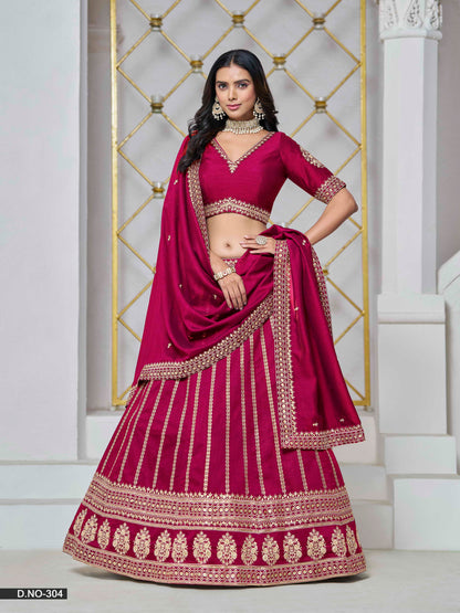 Embroidered Art Silk Lehenga Choli with Silk Dupatta