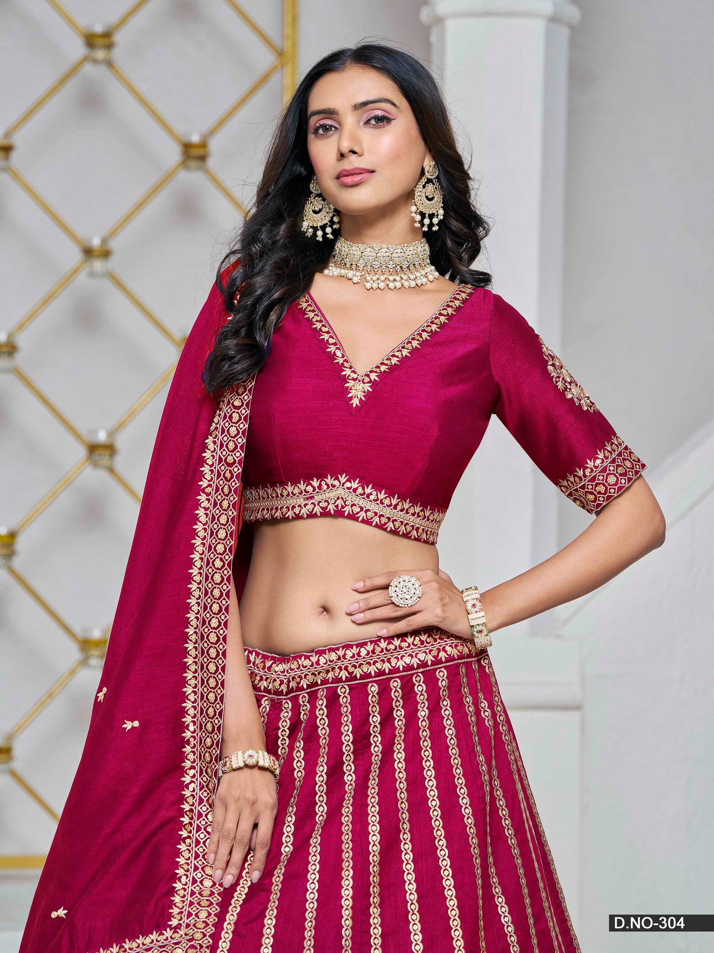 Embroidered Art Silk Lehenga Choli with Silk Dupatta