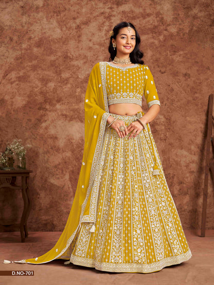 Embroidered Art Silk Lehenga Choli with Net Dupatta