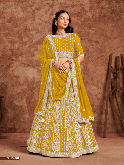 Embroidered Art Silk Lehenga Choli with Net Dupatta