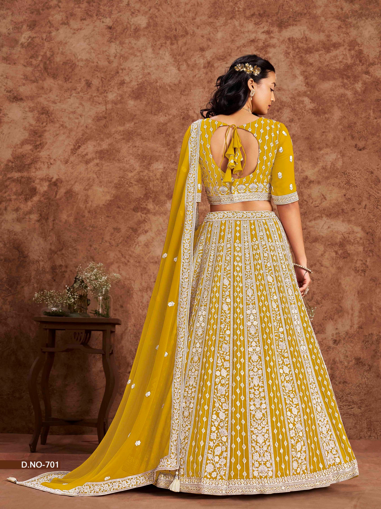 Embroidered Art Silk Lehenga Choli with Net Dupatta