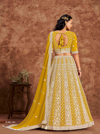 Embroidered Art Silk Lehenga Choli with Net Dupatta