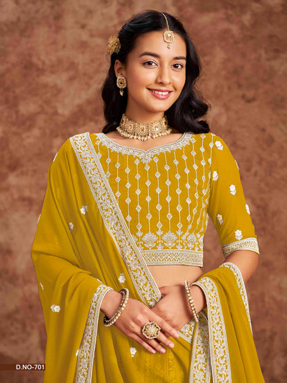 Embroidered Art Silk Lehenga Choli with Net Dupatta