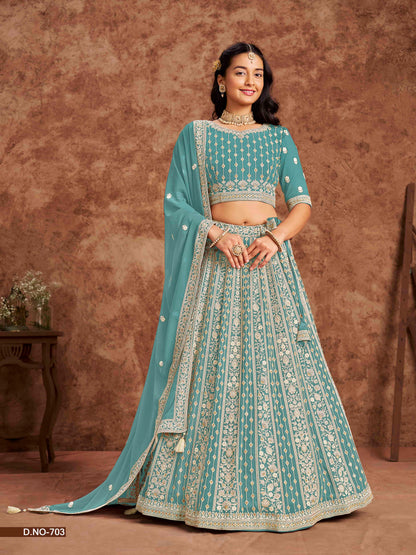 Embroidered Art Silk Lehenga Choli with Net Dupatta