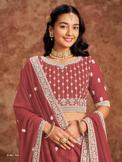 Embroidered Art Silk Lehenga Choli with Net Dupatta