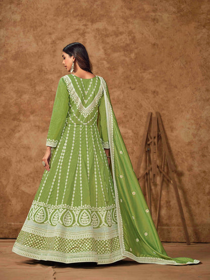 Embroidered Dolla Silk Gown with Butti Dupatta
