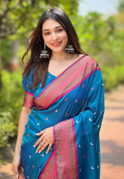 Paithani Soft Silk Saree with Zari Woven Border