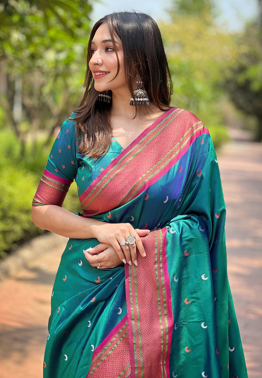 Paithani Soft Silk Saree with Zari Woven Border