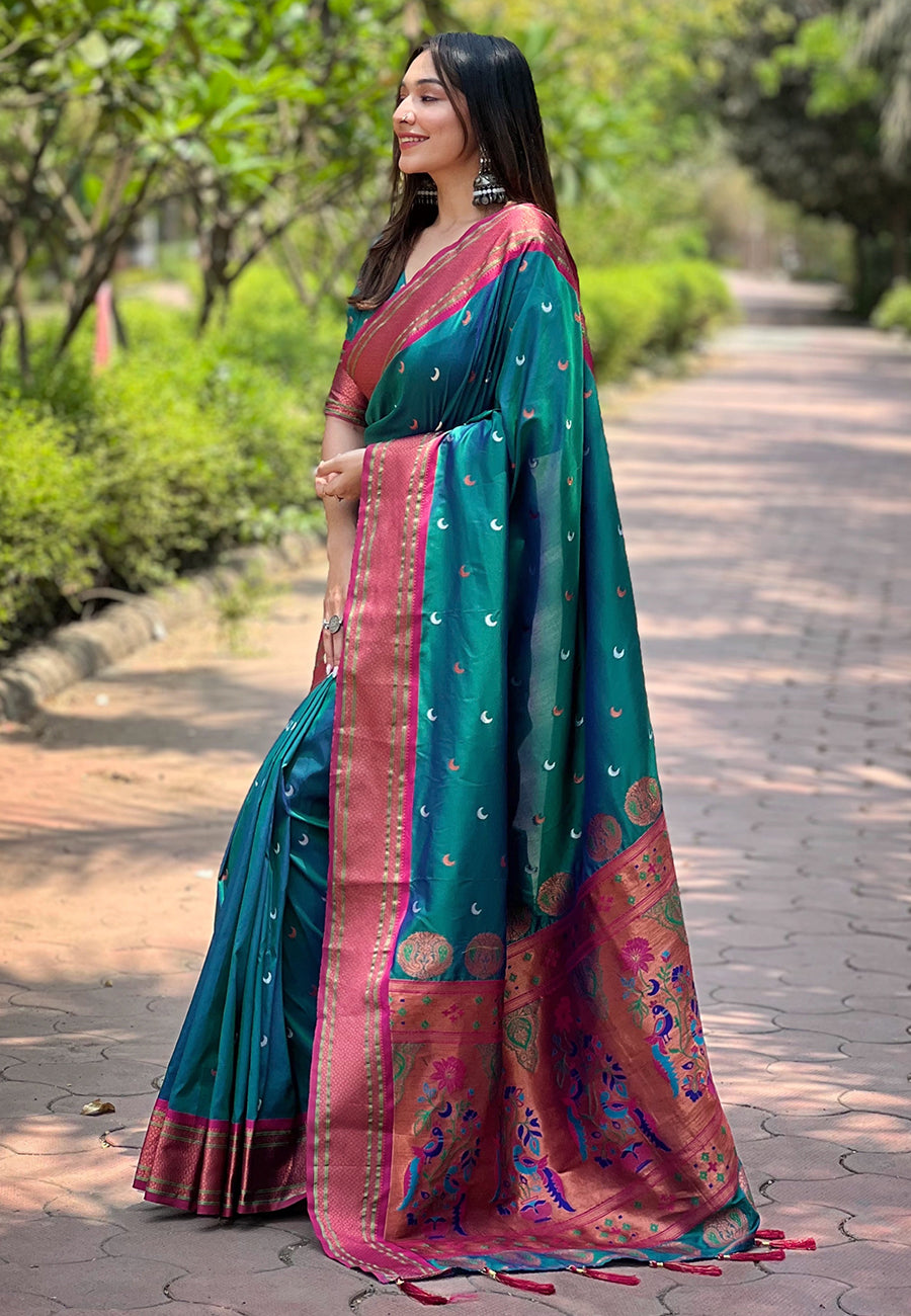 Paithani Soft Silk Saree with Zari Woven Border