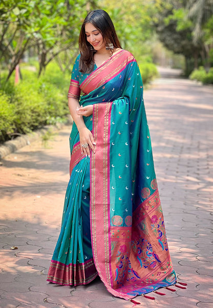 Paithani Soft Silk Saree with Zari Woven Border