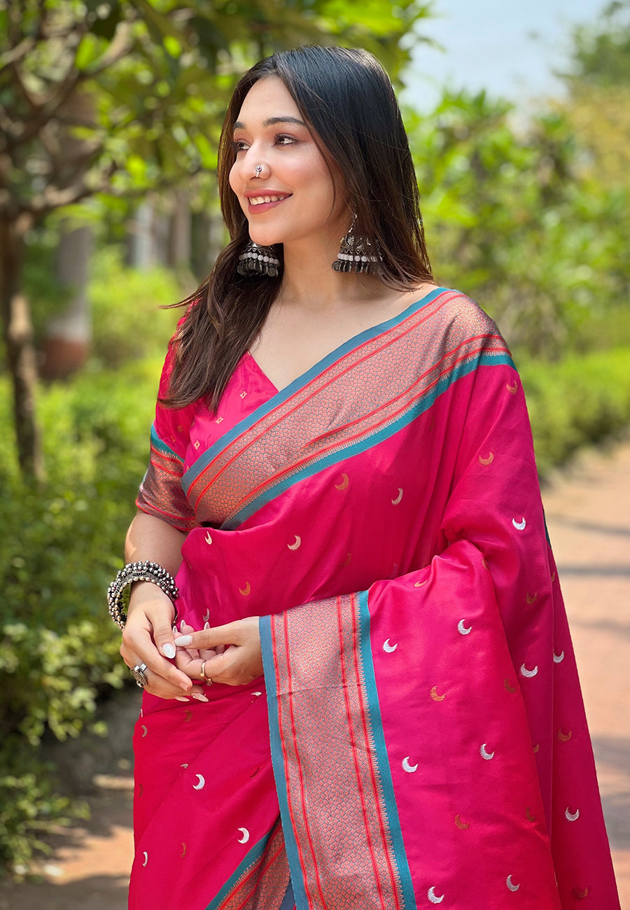 Paithani Soft Silk Saree with Zari Woven Border