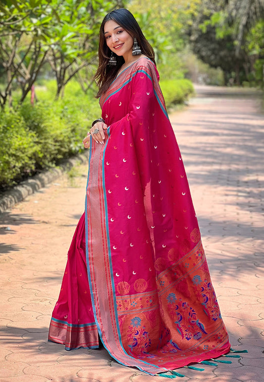 Paithani Soft Silk Saree with Zari Woven Border