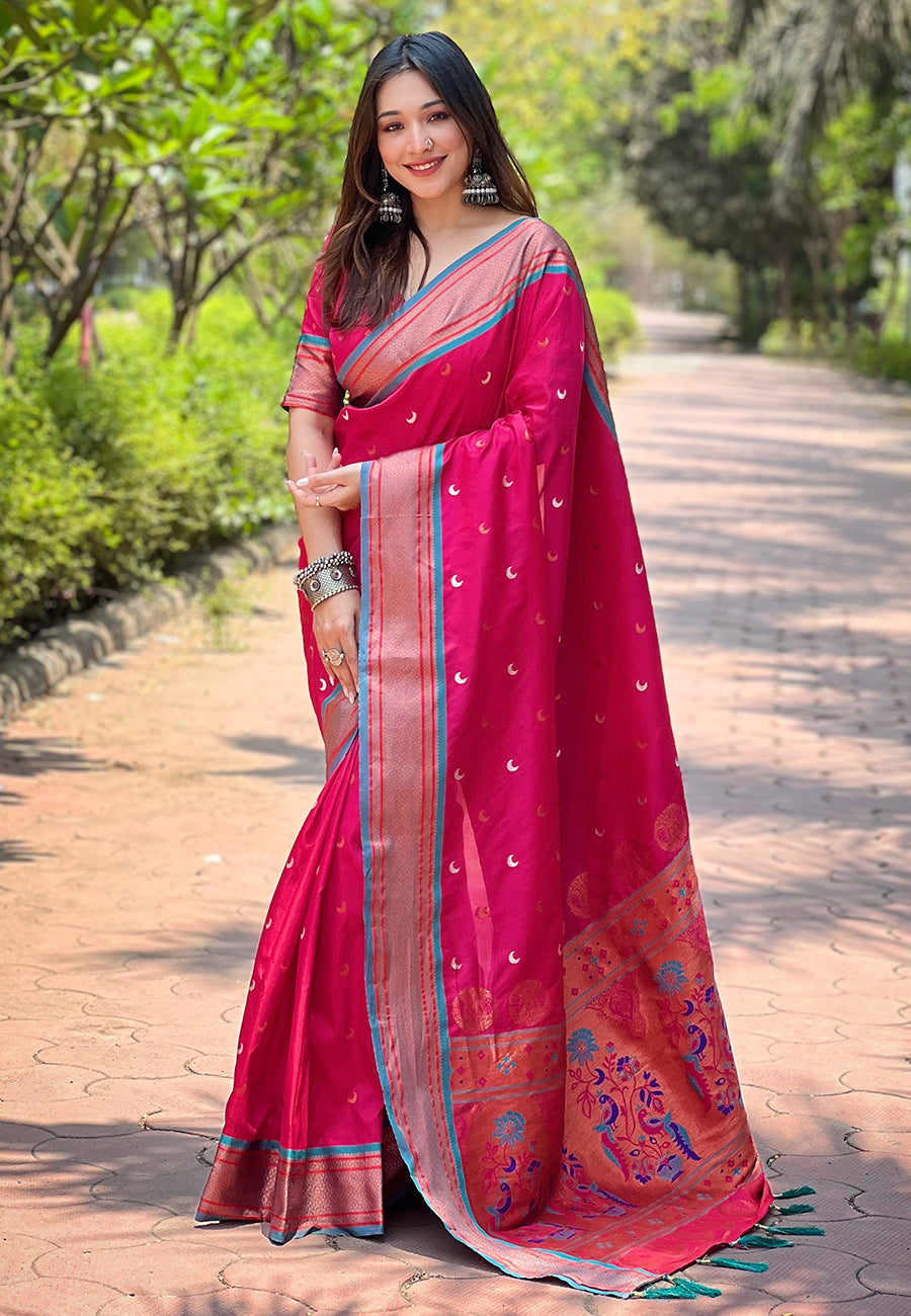 Paithani Soft Silk Saree with Zari Woven Border