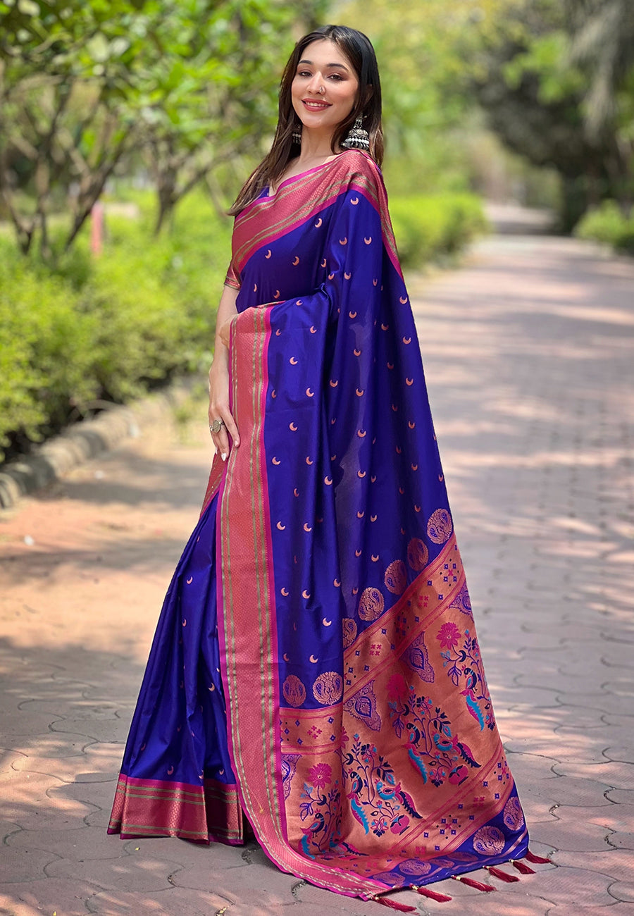 Paithani Soft Silk Saree with Zari Woven Border