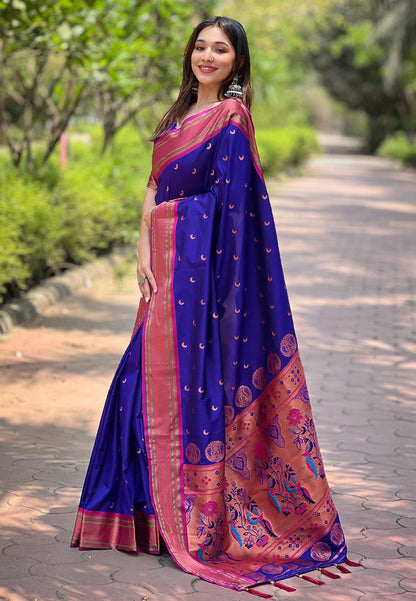 Paithani Soft Silk Saree with Zari Woven Border