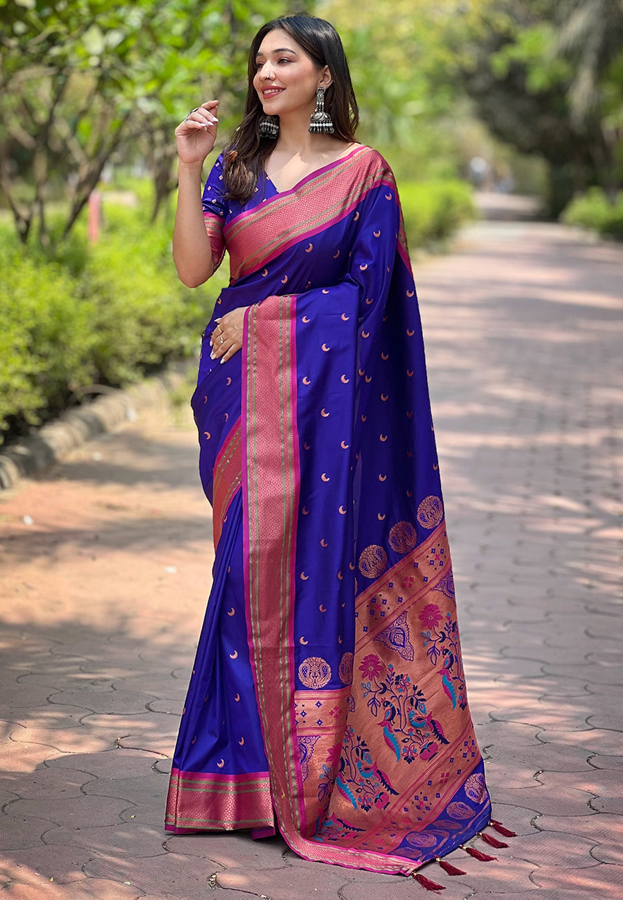 Paithani Soft Silk Saree with Zari Woven Border