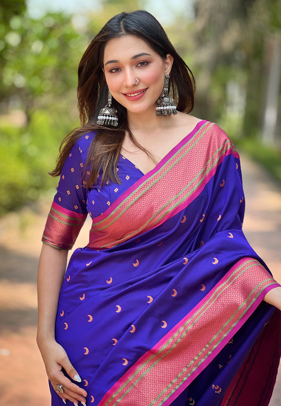 Paithani Soft Silk Saree with Zari Woven Border
