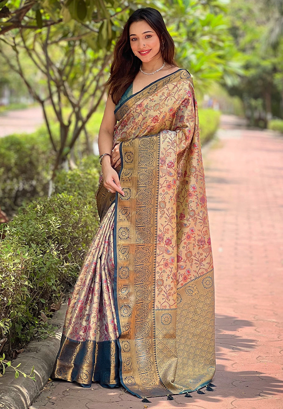 Pure Dharmavaram Silk Meenakari Zari Saree