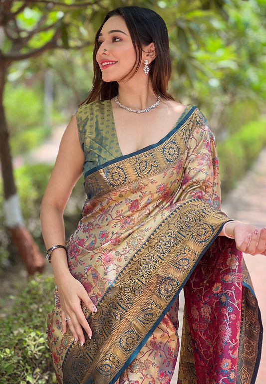 Pure Dharmavaram Silk Meenakari Zari Saree