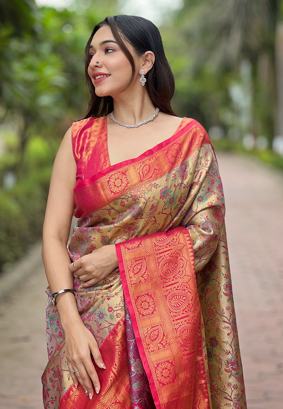 Pure Dharmavaram Silk Meenakari Zari Saree