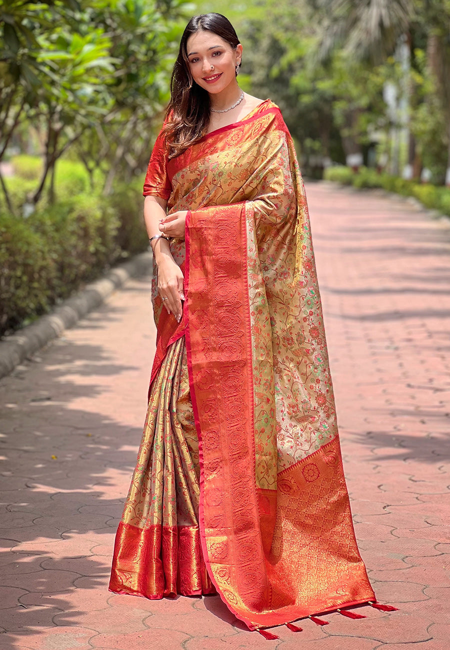 Pure Dharmavaram Silk Meenakari Zari Saree