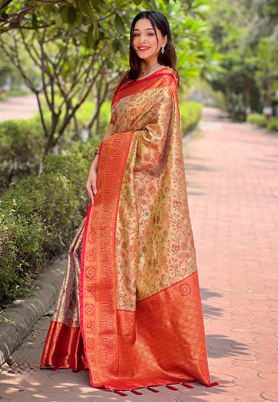 Pure Dharmavaram Silk Meenakari Zari Saree