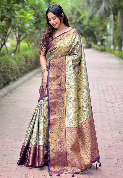Pure Dharmavaram Silk Meenakari Zari Saree