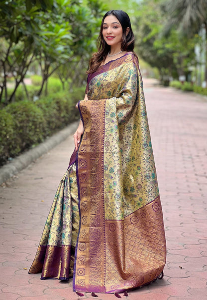 Pure Dharmavaram Silk Meenakari Zari Saree