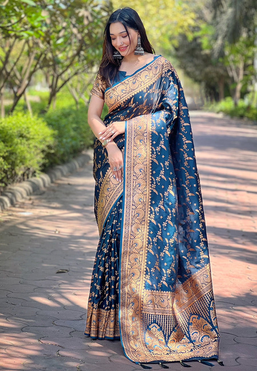 Elegant Banarasi Katan Silk Zari Woven Saree