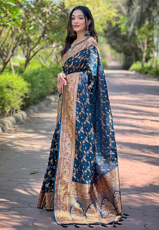 Elegant Banarasi Katan Silk Zari Woven Saree