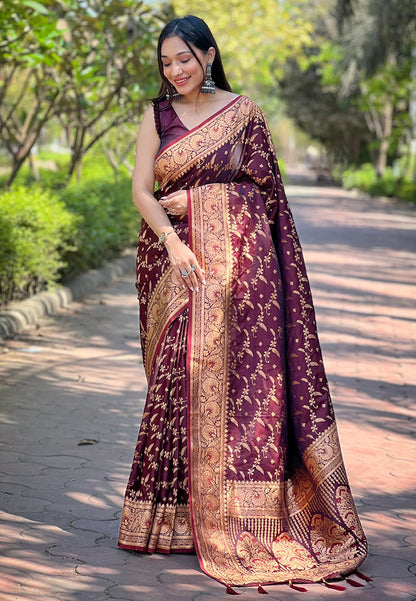 Elegant Banarasi Katan Silk Zari Woven Saree