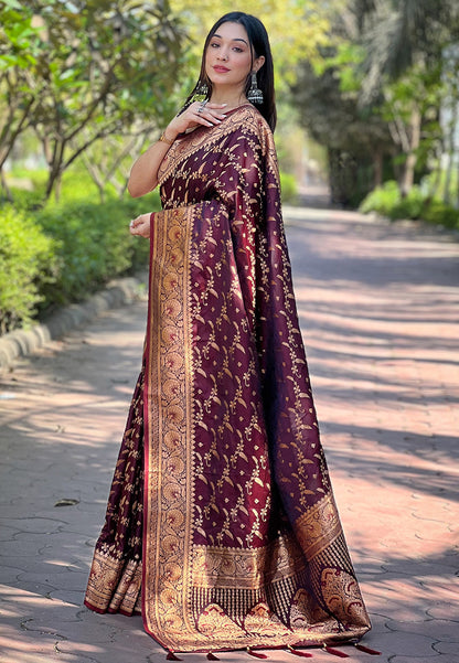 Elegant Banarasi Katan Silk Zari Woven Saree
