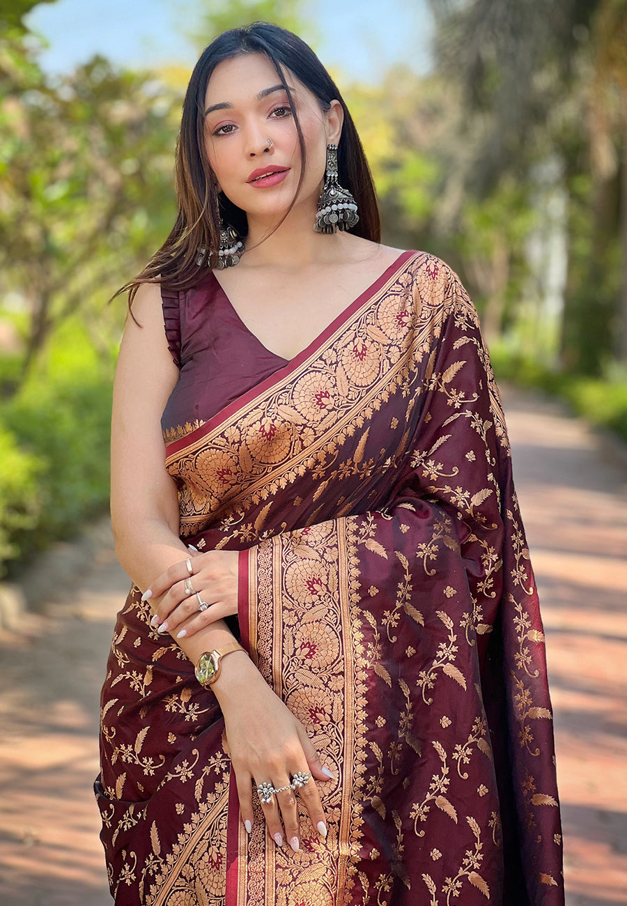 Elegant Banarasi Katan Silk Zari Woven Saree