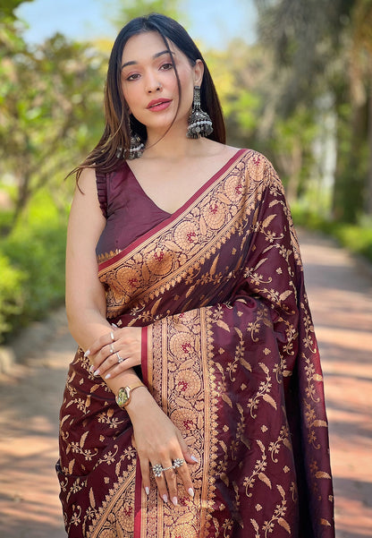 Elegant Banarasi Katan Silk Zari Woven Saree