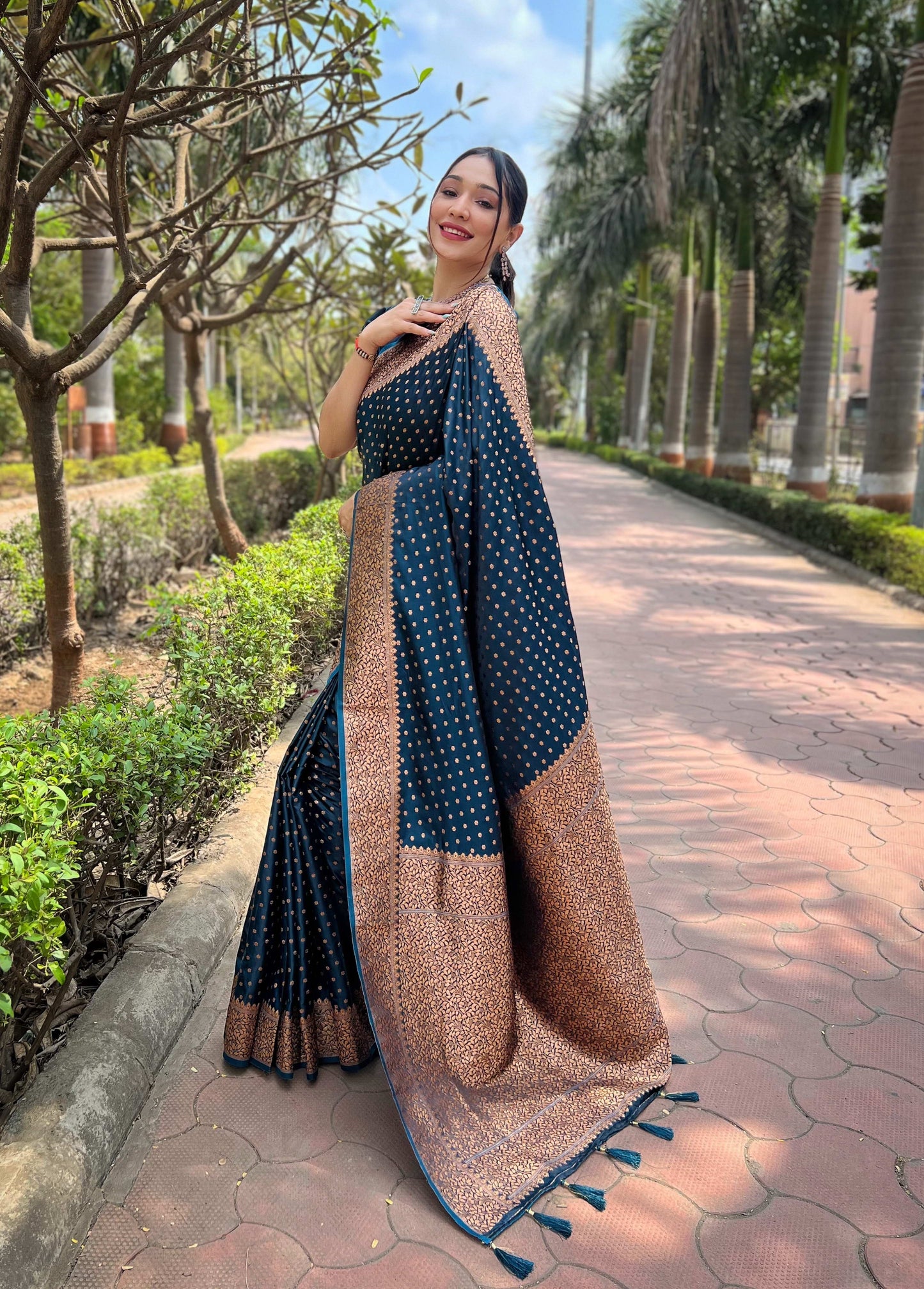 Banarasi Katan Silk Saree with Zari Jaal