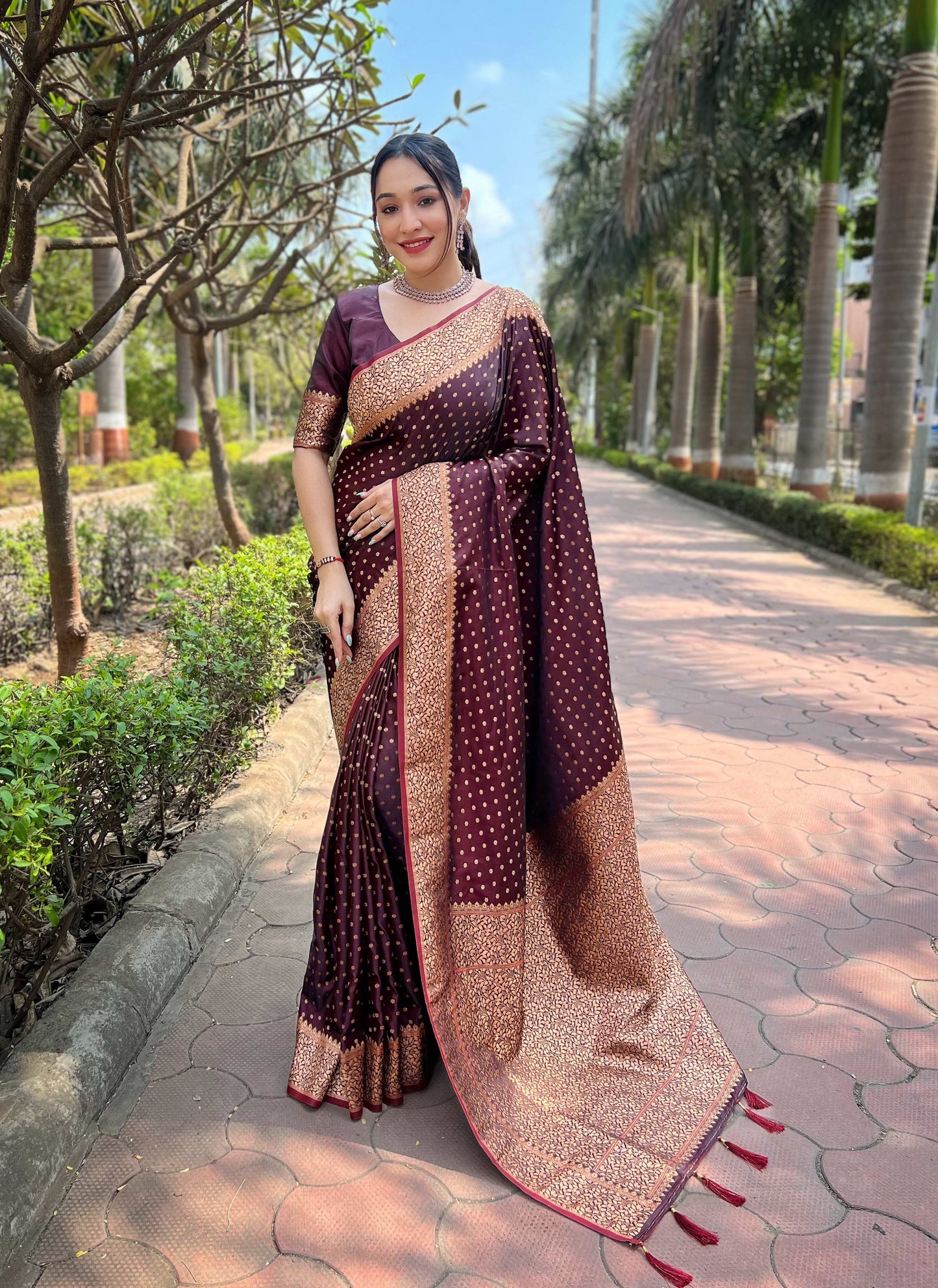 Banarasi Katan Silk Saree with Zari Jaal