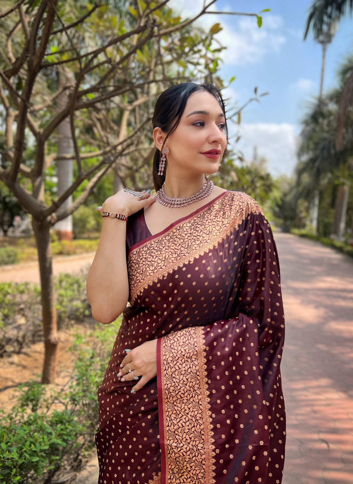 Banarasi Katan Silk Saree with Zari Jaal