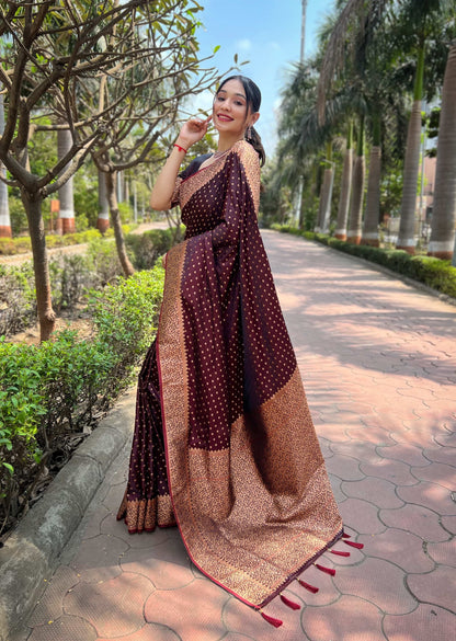 Banarasi Katan Silk Saree with Zari Jaal