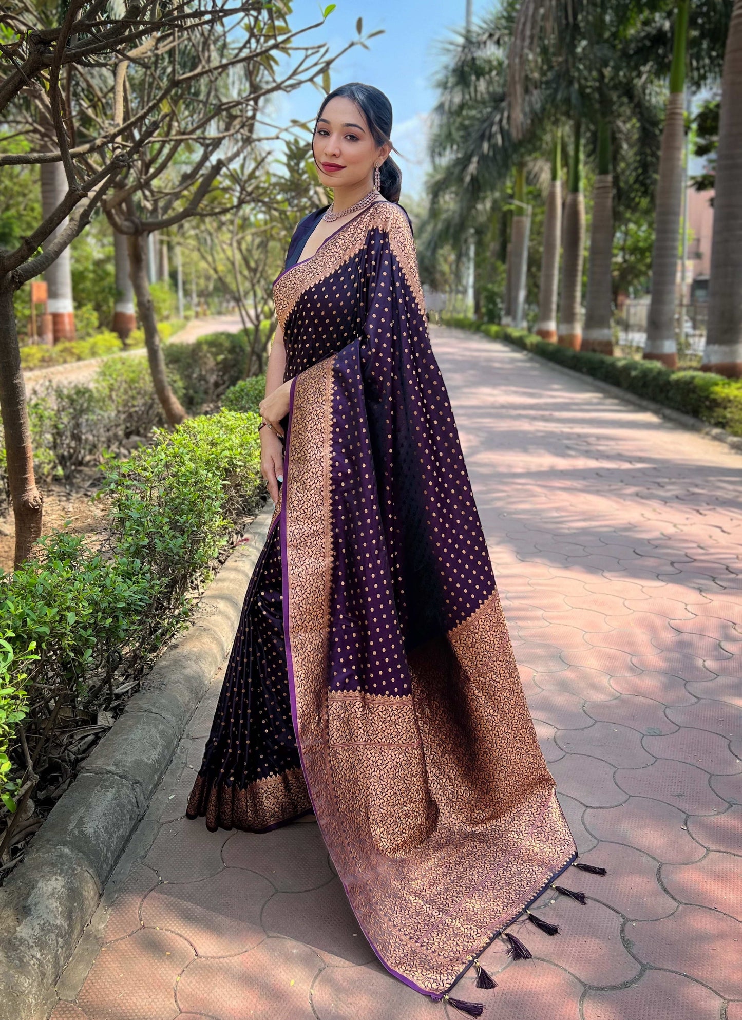 Banarasi Katan Silk Saree with Zari Jaal
