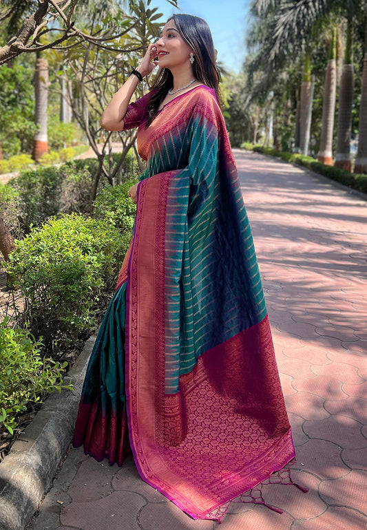 Soft Silk Zari Woven Saree with Contrast Border