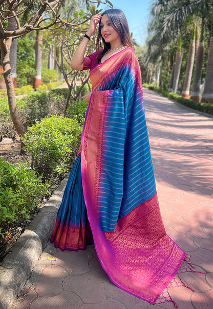 Soft Silk Zari Woven Saree with Contrast Border