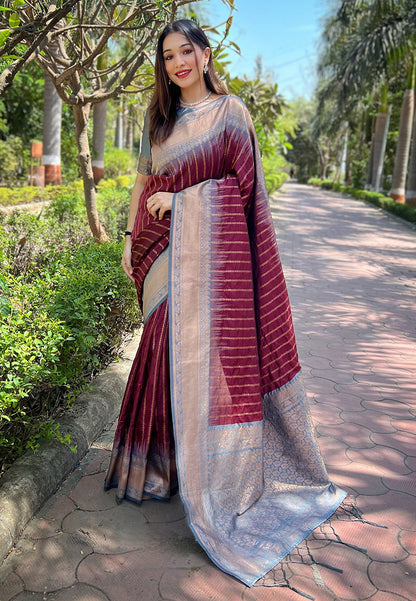 Soft Silk Zari Woven Saree with Contrast Border