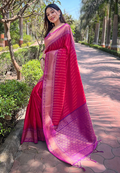 Soft Silk Zari Woven Saree with Contrast Border